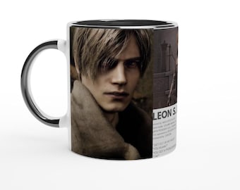 Leon Kennedy Stats Mug, Resident Game Gift, Evil 4 Game, Resident, Leon S Kennedy , RE4 Remake, Evil, RE2, RE3, zombie cup, zombie games