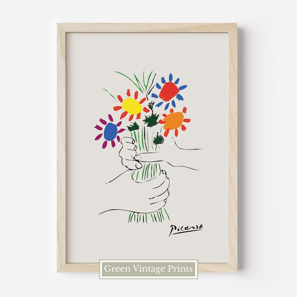 Picasso Bouquet of Peace Art Vintage Wall Art Prints Digital  - 063