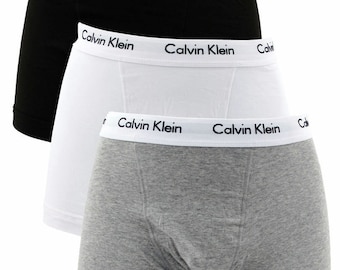 CALVIN KLEIN Men's Boxers Trunk Underwear 3 Pack Cotton Stretch Grey White Black