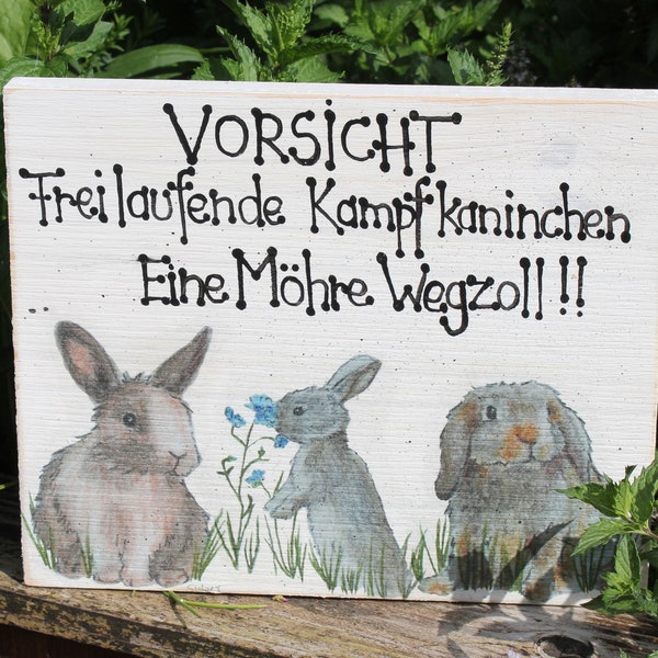 Holschild mit Kaninchen