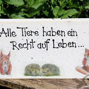 Cartello in legno, scoiattolo, volpe, riccio, animali della foresta