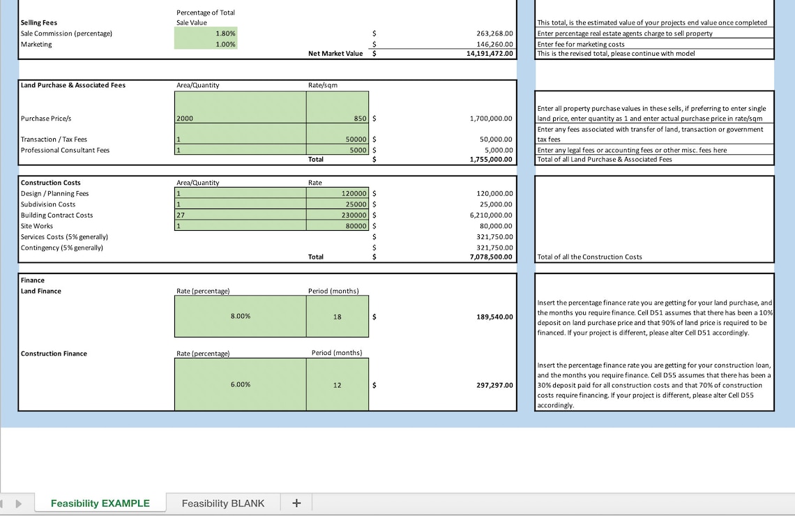 Property Development Feasibility Template - Etsy Australia