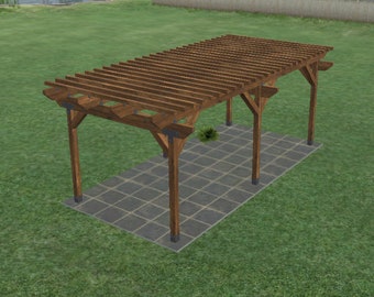 Planos de pérgola de 10 x 22 pies (DIY), estructura de jardín (archivo PDF)