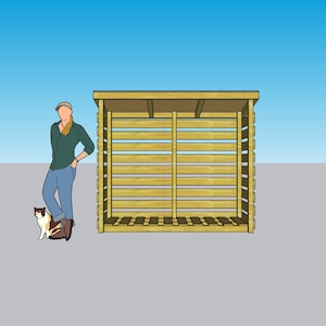 Puede incluir: Un le&ntilde;ero de madera con techo, que proporciona refugio para la le&ntilde;a. El le&ntilde;ero est&aacute; hecho de madera natural de color marr&oacute;n claro. Es lo suficientemente grande como para contener una cantidad significativa de le&ntilde;a.
