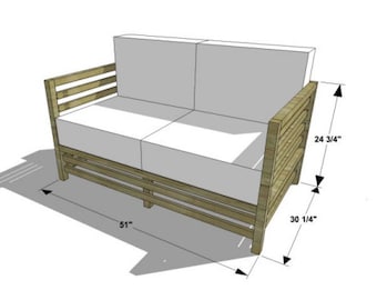 Planos de muebles de bricolaje, sofá doble de listones para exteriores