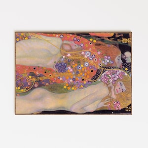 Gustav klimt Poster Water Serpents II Museum poster Famous Painting La Femme print Female body Sensual painting symbolism art