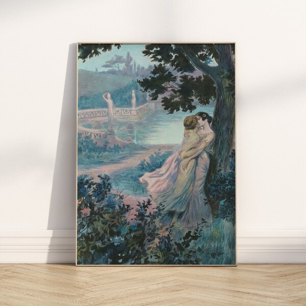 Georges Rochegrosse Zwei Frau Küssen Lesbe Kunst Druck wlw Malerei wlw Kunst LGBTQ Plakat Queer Geschenk Queer Art Lesben Hochzeitsgeschenk Bisexuell