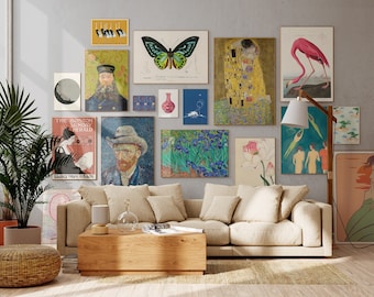 Green Yellow Maximalist Print Set Colorful Eclectic Gallery ...