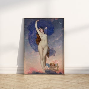 Nymph art print Sensual painting Naked Woman Art La Femme Adolphe-Alexandre Lesrel Lesbian Art Print Nymphs painting Antique Oil Painting