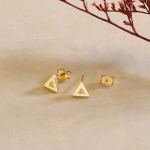 14k Gold Triangle Earrings image 1