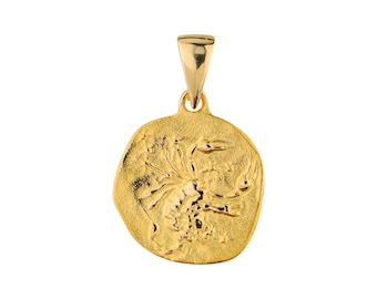 Colgante minimalista del zodiaco Escorpio en oro de 14 quilates.