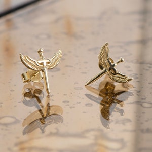 Archangel Michael Sword Earrings - 14K Gold