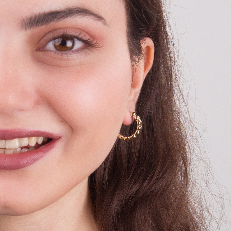 14K Gold Twisted Round Hoop Earrings Trendy Earring Real Gold Discount