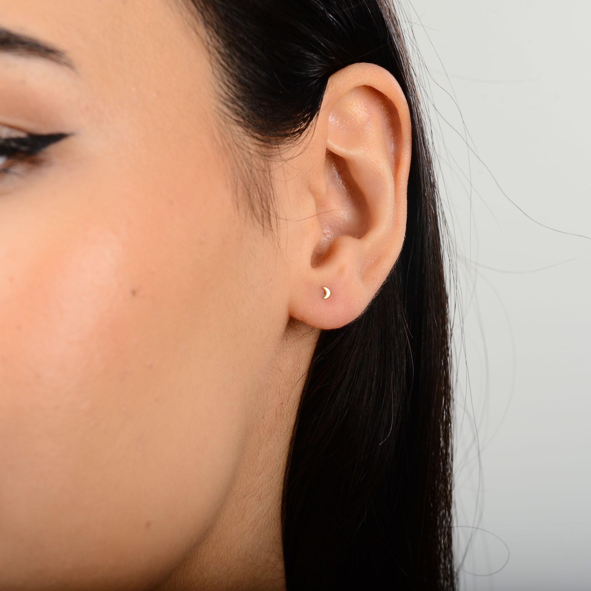 14K Gold Half Moon Earrings - Elegant and Stylish - Trendy