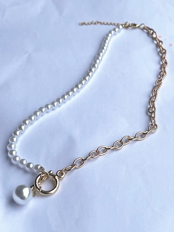 ★BTS RM 着用★【usite】White Pearl Mix Necklace Bts rm necklace outlet
