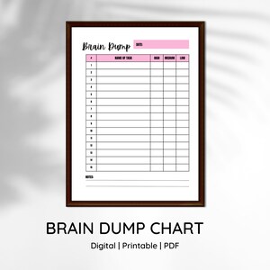 Brain Dump Chart - Light Pink
