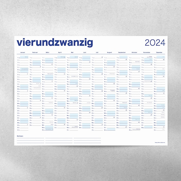 2024 Kalender | DEUTSCHLAND Feiertage | Poster | Digital for print