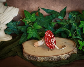 Amanite tue-mouches suspension pour cabinet de curiosités decoration sorcière funghi fungi champignon mushroom céramique moody cottage