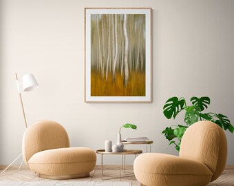 Forêt de bouleaux, photo de la nature, impressions de forêt, paysage abstrait, art mural, décoration d'intérieur, photo imprimable, téléchargement d'impression numérique