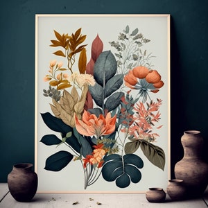 Modern Botanical Art Print, Printable Art, Gallery Wall Decor, Plant Art Prints, Botanical Wall Prints