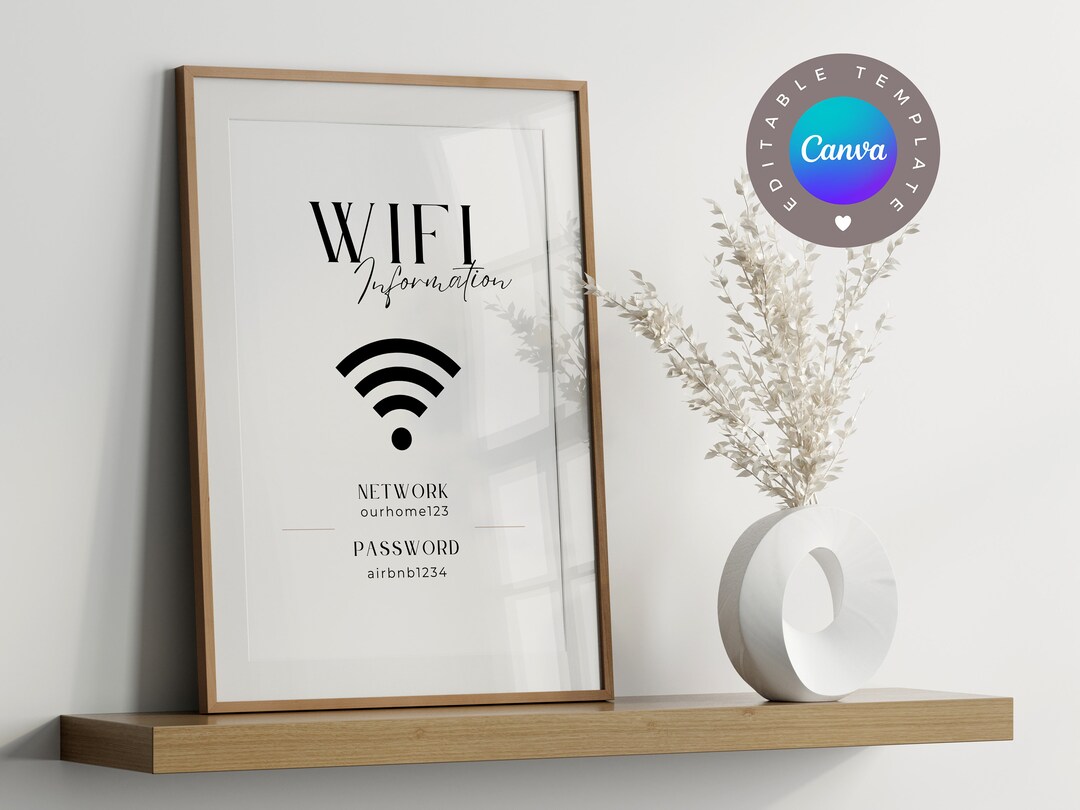 Wifi Information Airbnb Sign Template, Editable Airbnb Canva Template ...