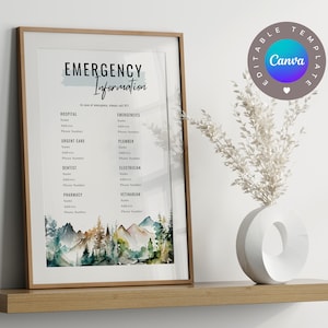 Emergency Airbnb Sign Template, Editable Airbnb Canva Template, Signs Rental Home, VRBO Rental Sign, Airbnb Host, Simple Sign, Minimal Signs