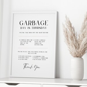 Garbage Day Airbnb Sign Template, Trash Day, Editable Airbnb Canva ...
