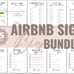Airbnb Sign Bundle Template, Editable Airbnb, Signs Rental Home, VRBO Rental Signs, Airbnb Host, Simple Signs, Minimal