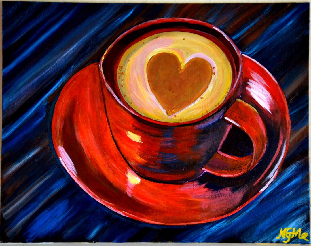 Coffee in a Cup Painting, Acrylic Painting, Wall Decor, Hanging Wall Art -  Etsy