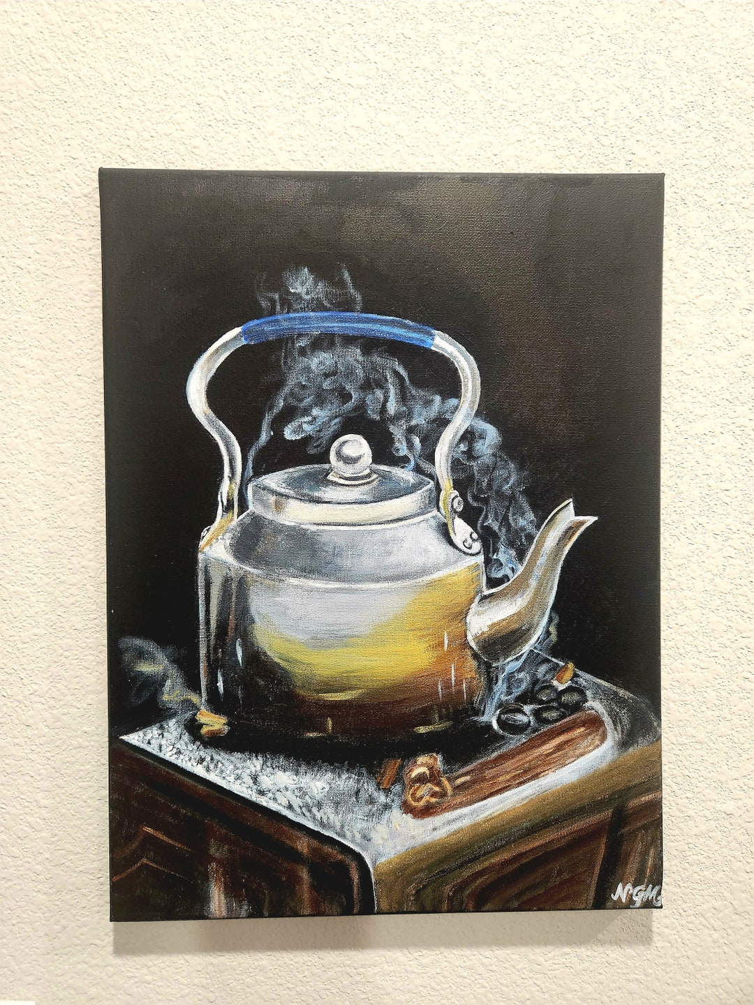 Old Tea Kettle Painting Wall Decor Nepali Art Etsy