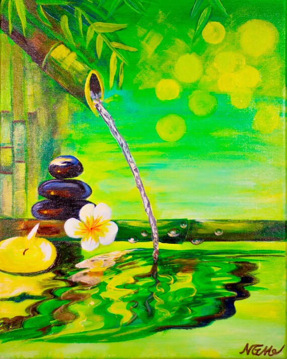 Zen Fountain Painting Hanging Wall Art - Etsy