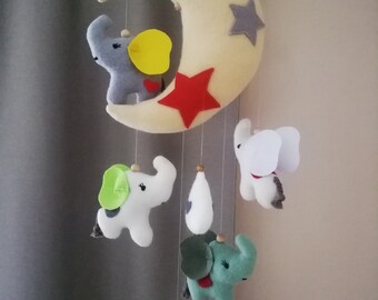 Baby Mobile Handgemacht Neutral Elefanten Mond Babybett Krippe