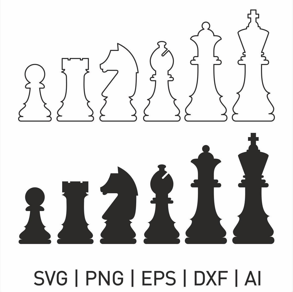 Chess Pieces SVG PNG EPS and More - Etsy