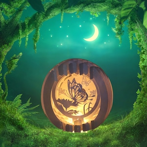 Farfalla, globo, scatola delle ombre, pop-up 3D, farfalla, oggetto fisico finito senza modello, scatola delle ombre, scatola luminosa, sfera a sfera luminosa