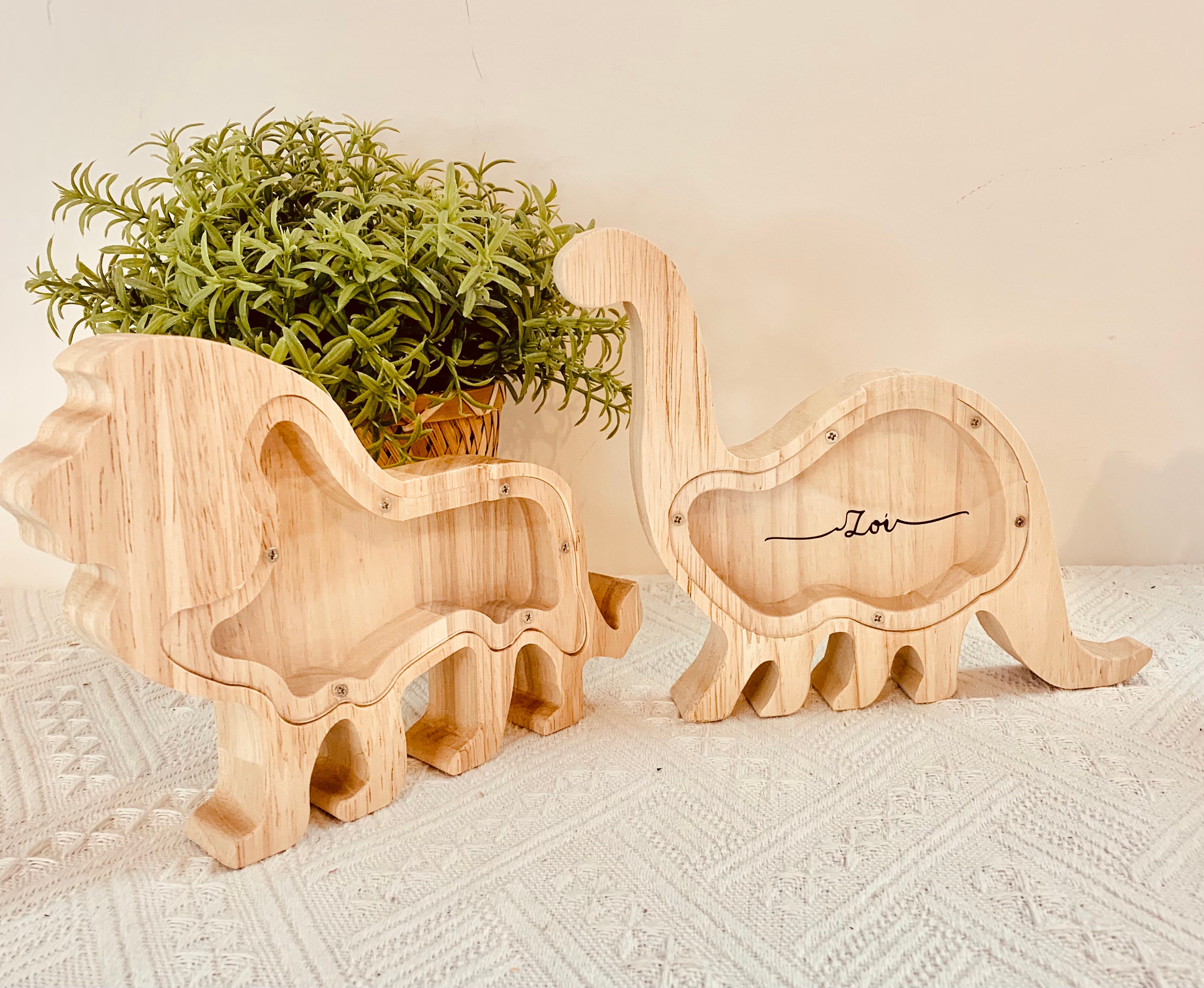 LION - Tirelire en bois