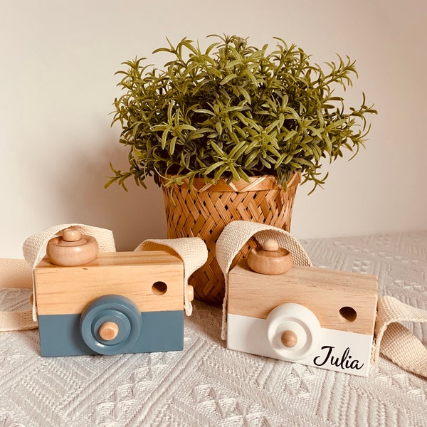 Appareil photo en bois vintage jouet personnalisé