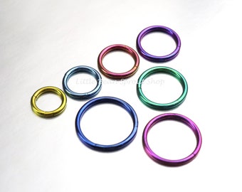 Grade 23 Implant Grade Titanium Seamless Clicker Hoop Earring Lip Nose Body Piercing Ring Anodized by Hand 1pc