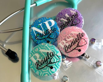 Insignia de enfermera personalizada / Carrete de insignia de enfermera / Insignia de identificación de estetoscopio / Carrete de insignia RN / Regalo para enfermera / Carrete de insignia de credencial / Insignia médica