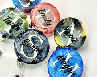 Distintivo con clip da cintura per impieghi gravosi / Distintivo ID nuvola / Bobina distintivo monogramma / Distintivo cordino / Distintivo stravagante / Regalo per infermiera / Distintivo infermiera personalizzato