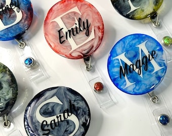 Distintivo Cloud ID / Monogram Badge Reel / Heavy Duty Belt Clip Badge / Badge cordino / Badge stravagante / Regalo per infermiere / Distintivo infermiere personalizzato