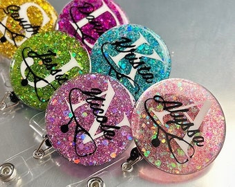 Carrete de insignia de estetoscopio / Insignia de identificación con monograma / Carrete de insignia de enfermera / Regalo para enfermera / Insignia de identificación personalizada / Carrete de insignia con monograma / Insignia médica