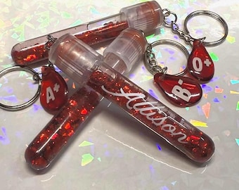 Custom Phlebotomist Blood Type Tube Keychain | Phleb Keychain | Personalized Nurse Gift  | Medical Staff Gift | Unique Nurse Blood Gift