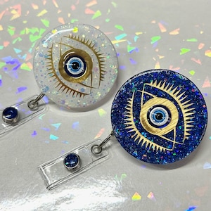 Evil Eye Nurse Amulett Abwehr von Bösem Schutz Krankenhaus ID Abzeichen | Good Energy Meditation Evil Eye Versenkbarer Badge Reel Halter | Nicht übel