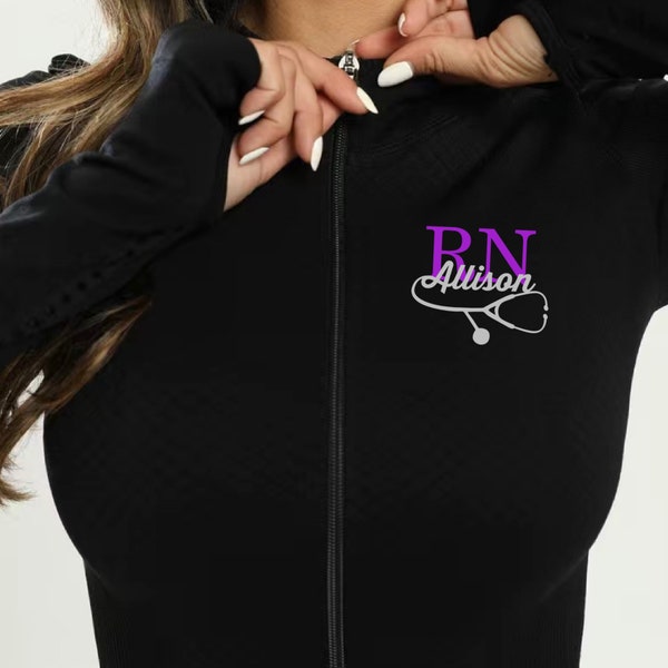 Personalized Medical Jacket | Custom Long Sleeve Jogger | Medical Nurse Top | Nurse Medical Activewear | Slim Fitted Nurse Jacket | RN Shirt