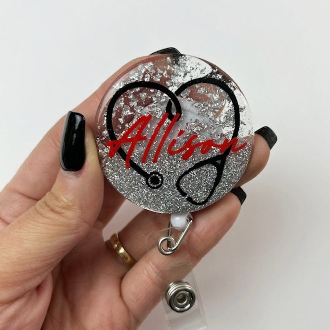 Ombre ID Badge Stethoscope ID Badge Personalized ID Badge Nurse Badge