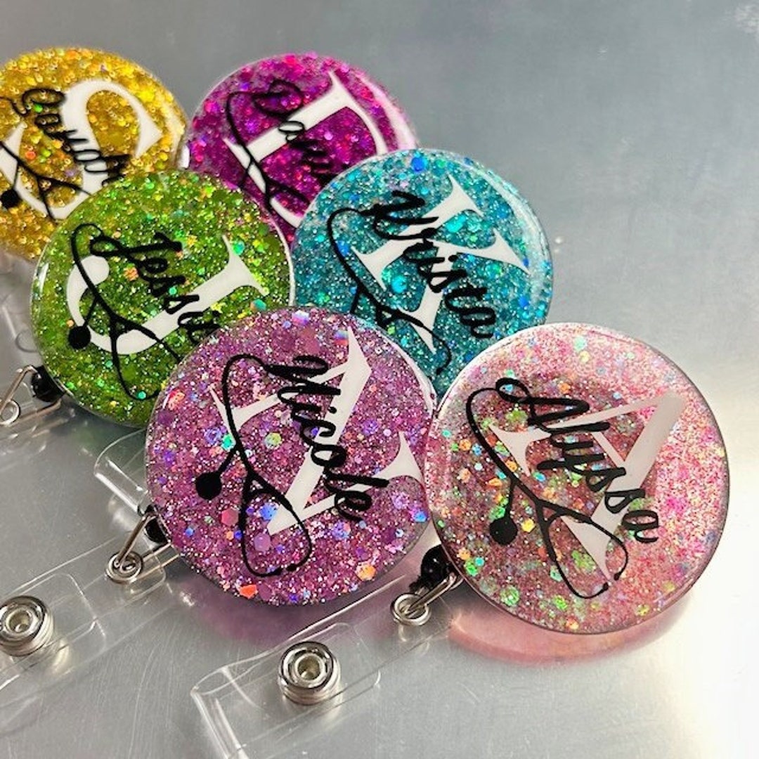Stethoscope Badge Reel Monogram ID Badge Nurse Badge Reel Gift for