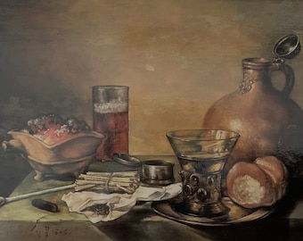 Still Life with a Pitcher and Braziera - reinterpretation / still life/ oil painting / on canvas / linen canvas