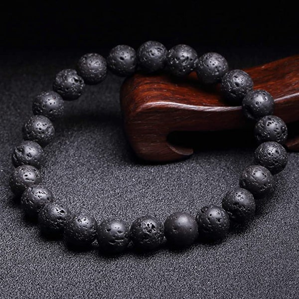 Black volcanic lava stone bracelet. Volcanic Bracelet of Serenity. Men's bracelet, women's bracelet. Bracelets.