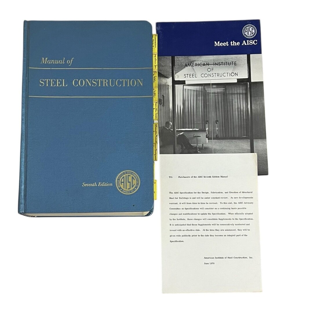Manual of Steel Construction Seventh Edition 1970 AISC Book W/ Tabs ...
