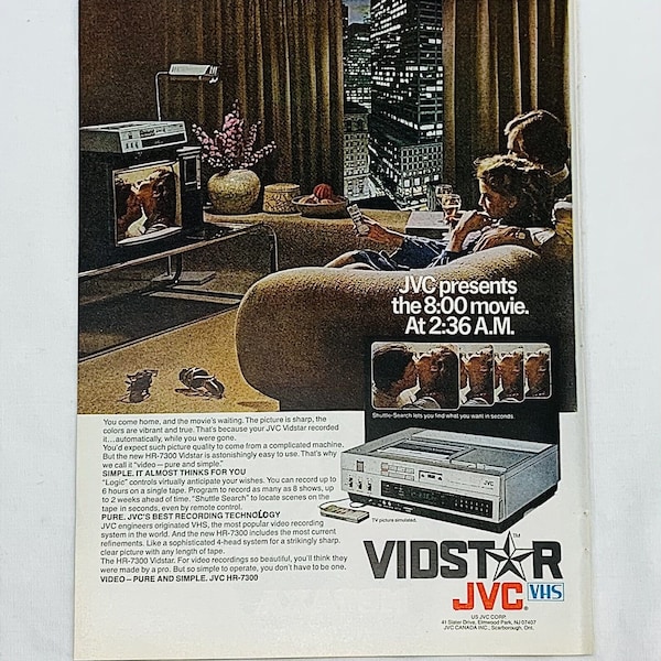 Vintage 1980's JVC Vidstar HR-7300 VCR Video Recorder Magazine Print Ad 8" x 10"
